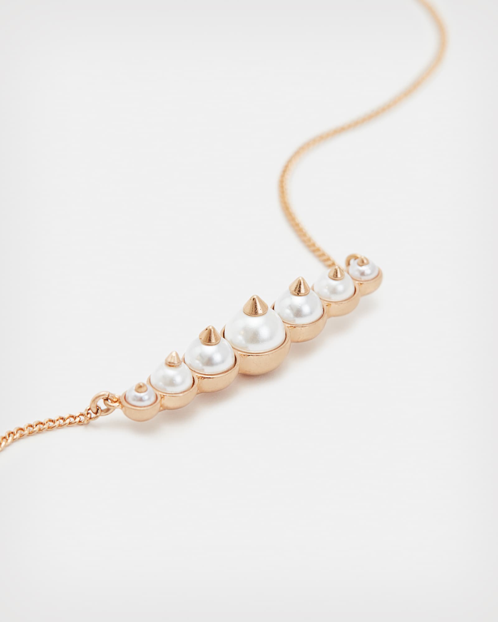 All Saints Dana Pearl Bar Necklace PEARL/WARM BRASS