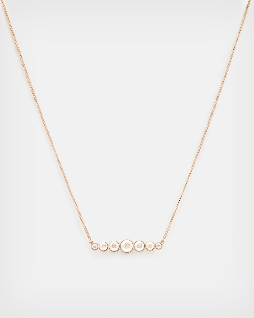 all saints Dana Pearl Bar Necklace PEARL/WARM BRASS