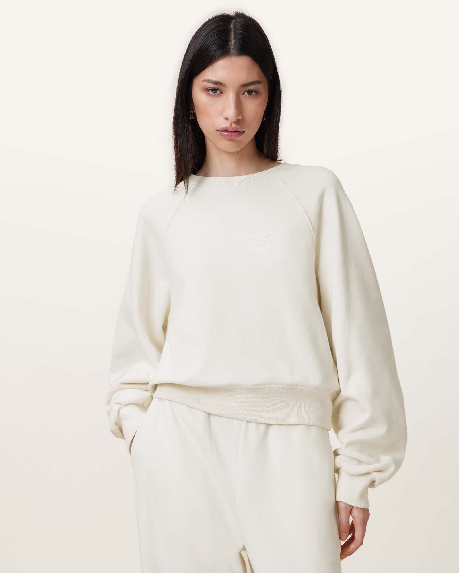 All Saints Dani Haven Embroidered Sweatshirt Tofu White