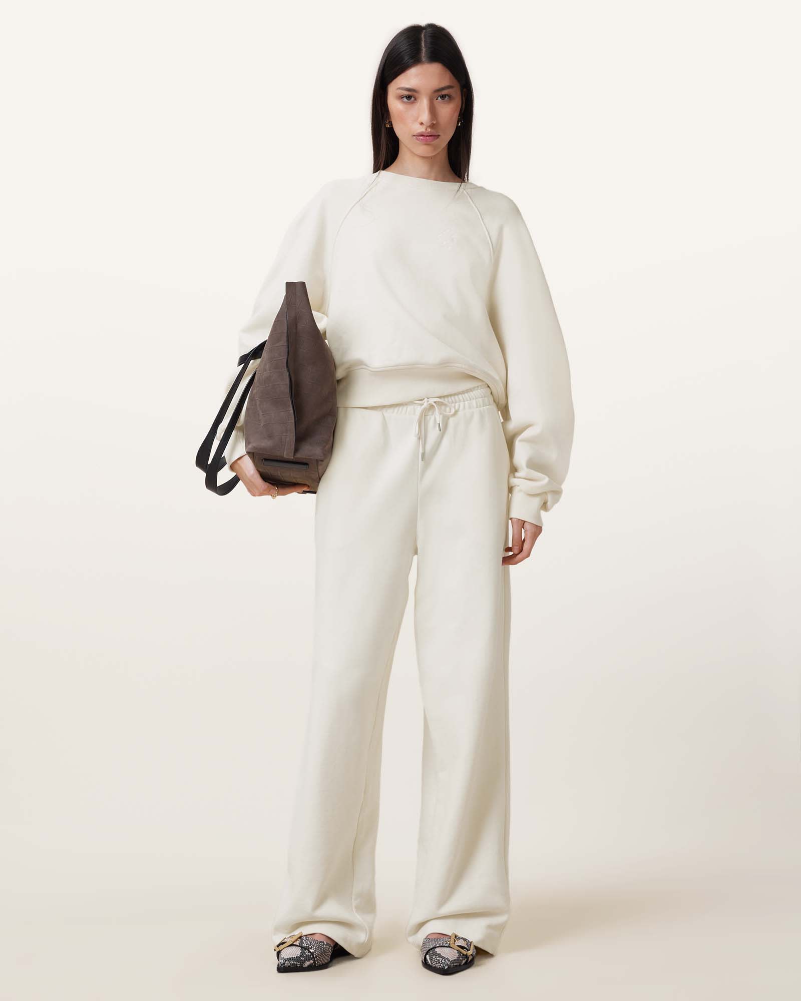 All Saints Dani Haven Embroidered Sweatshirt Tofu White