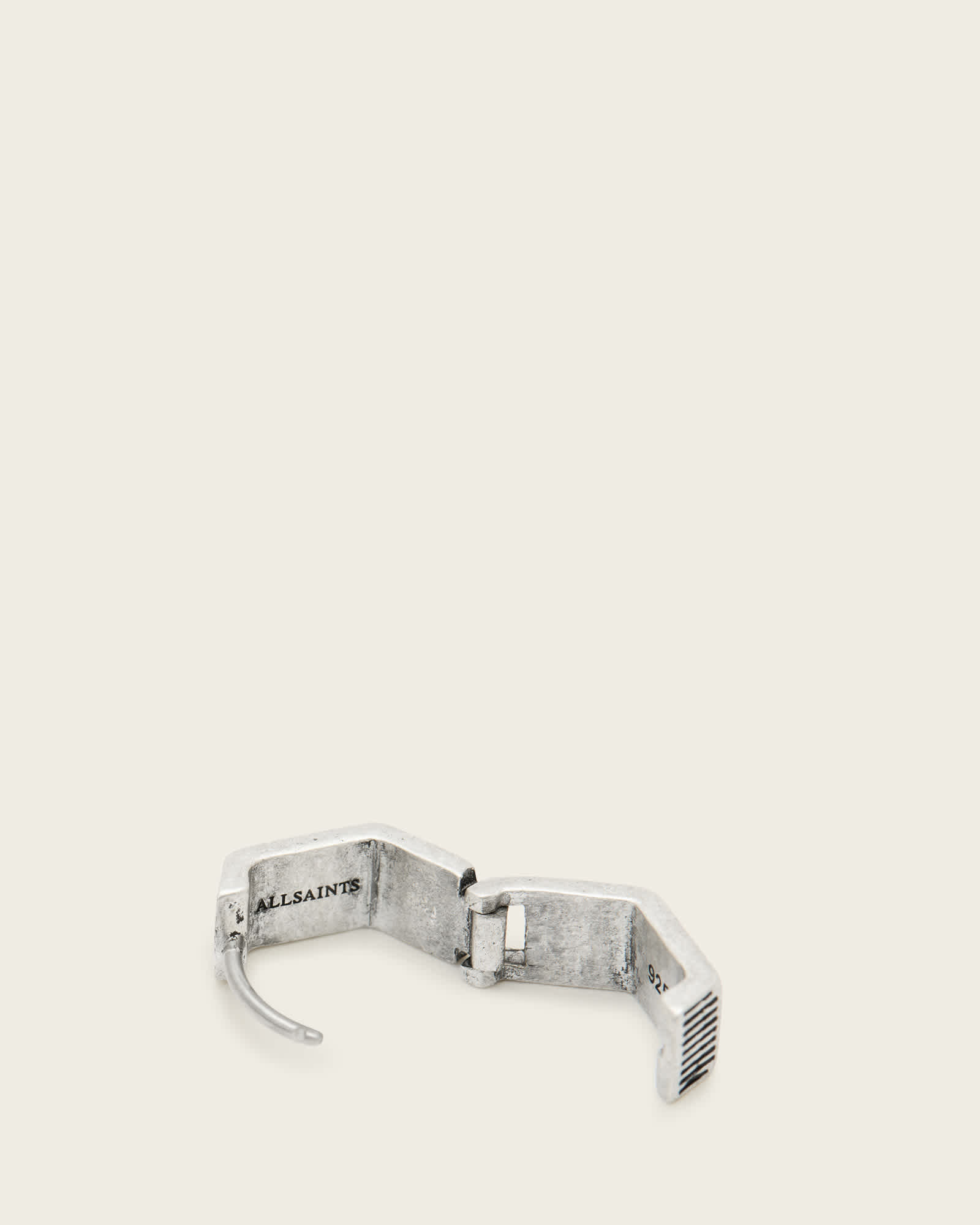 All Saints Danny Sterling Silver Hexagon Hoop Earring Warm Silver