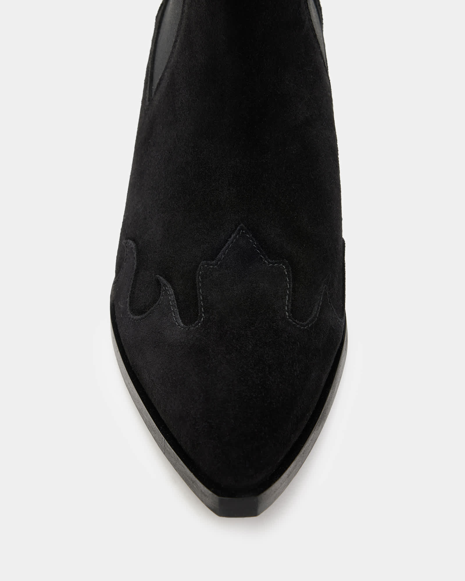 All Saints Dellaware Pointed Suede Western Boots Black