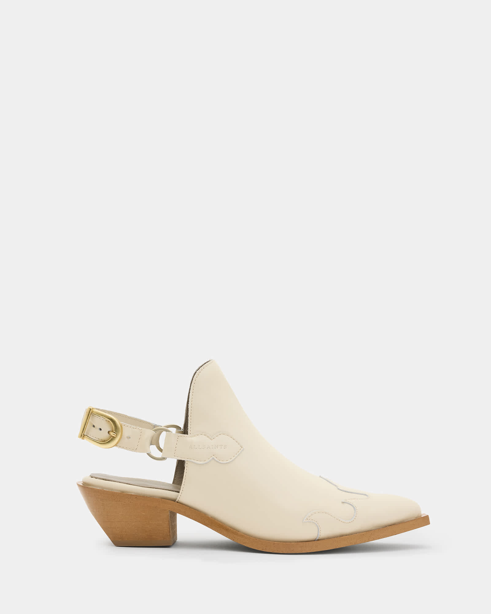 All Saints Desola Leather Western Mule Parchment White