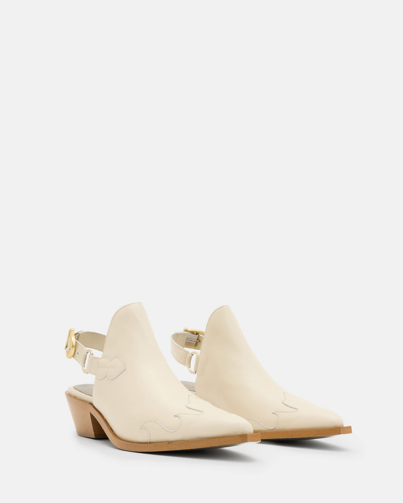 All Saints Desola Leather Western Mule Parchment White