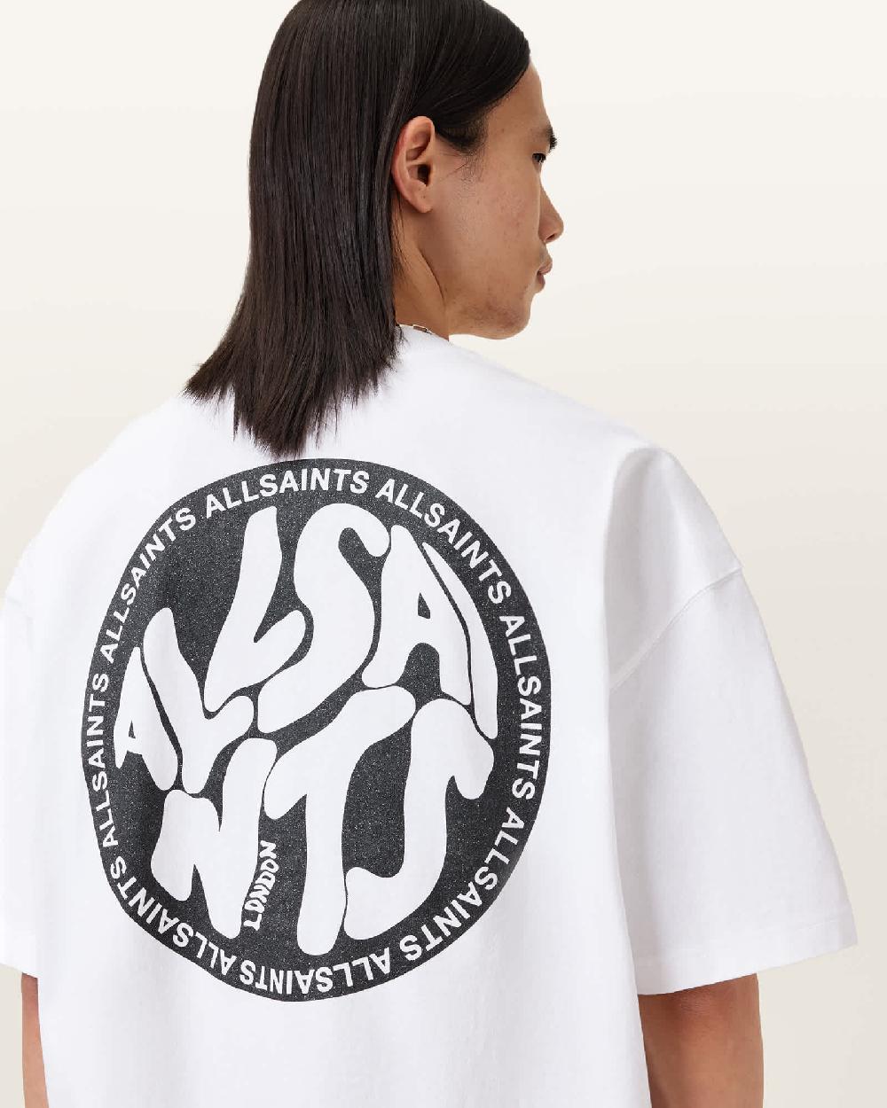 All Saints Distortion Short Sleeve Logo T-Shirt Ashen White