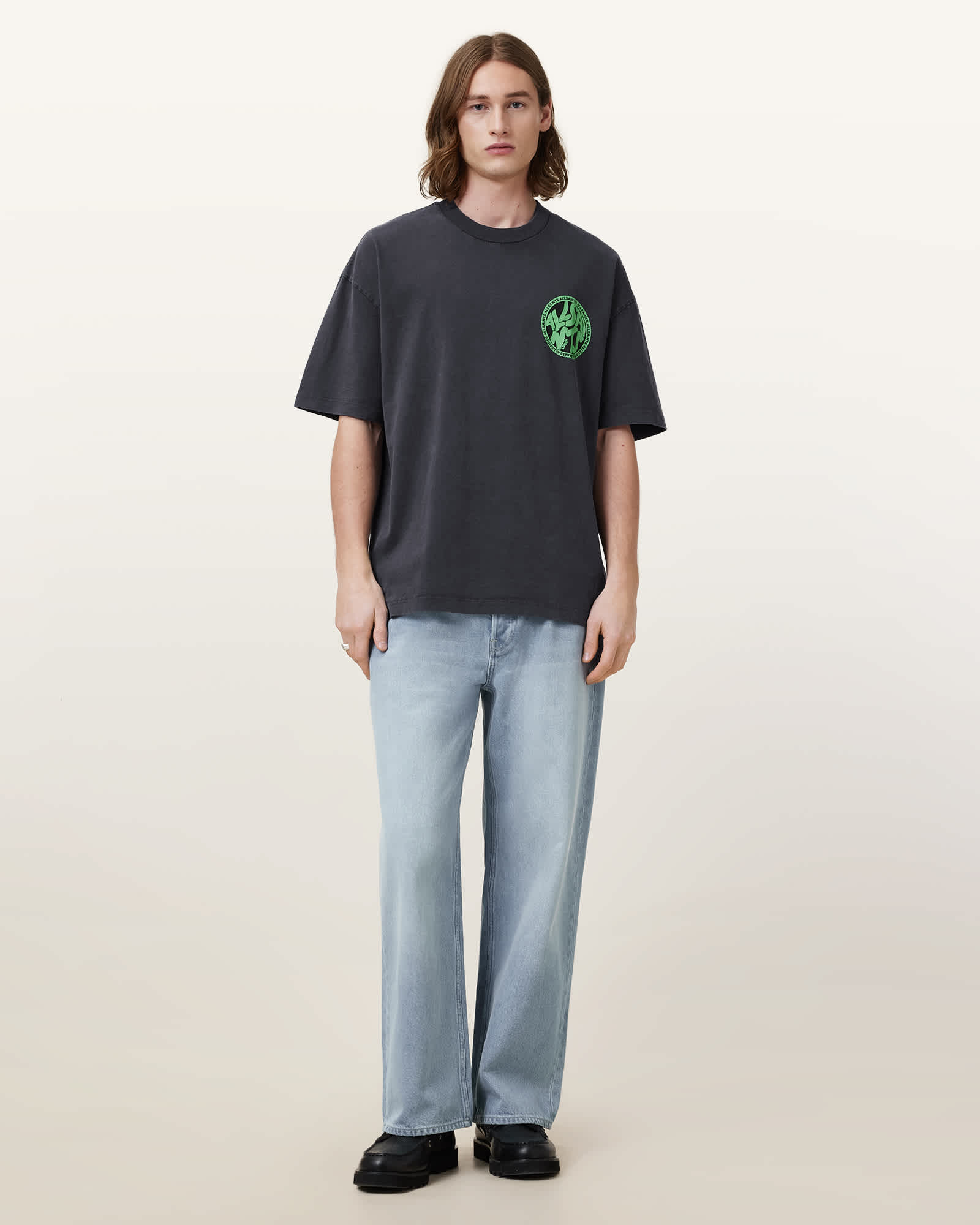 All Saints Distortion Short Sleeve T-Shirt Washed Black