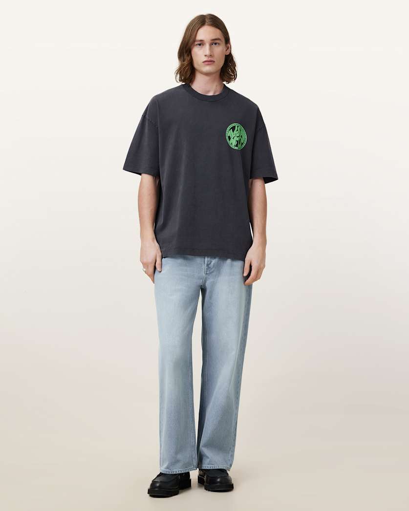 all saints Distortion Short Sleeve T-Shirt Washed Black