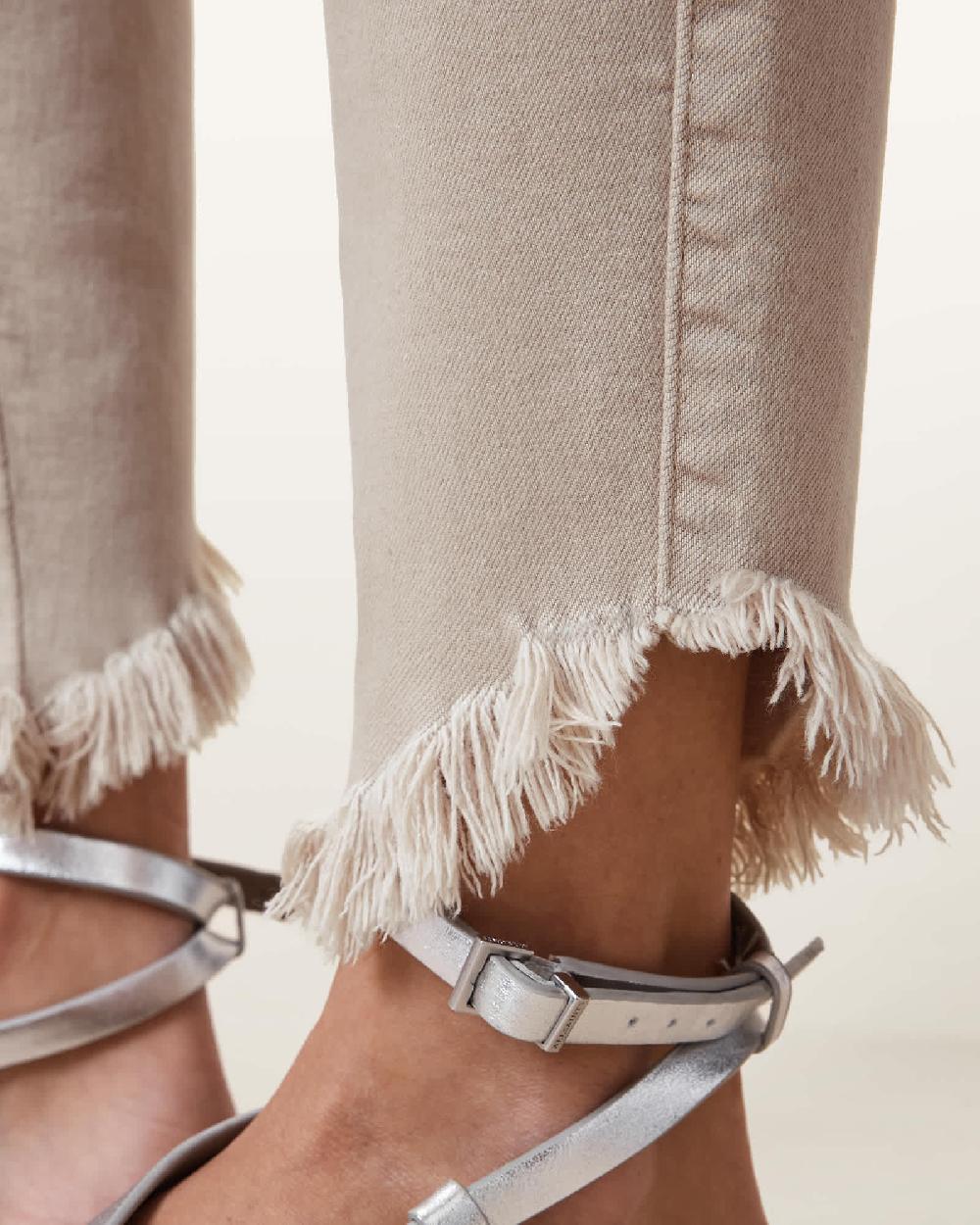 All Saints Duran Skinny Denim Cargo Jeans Cream White