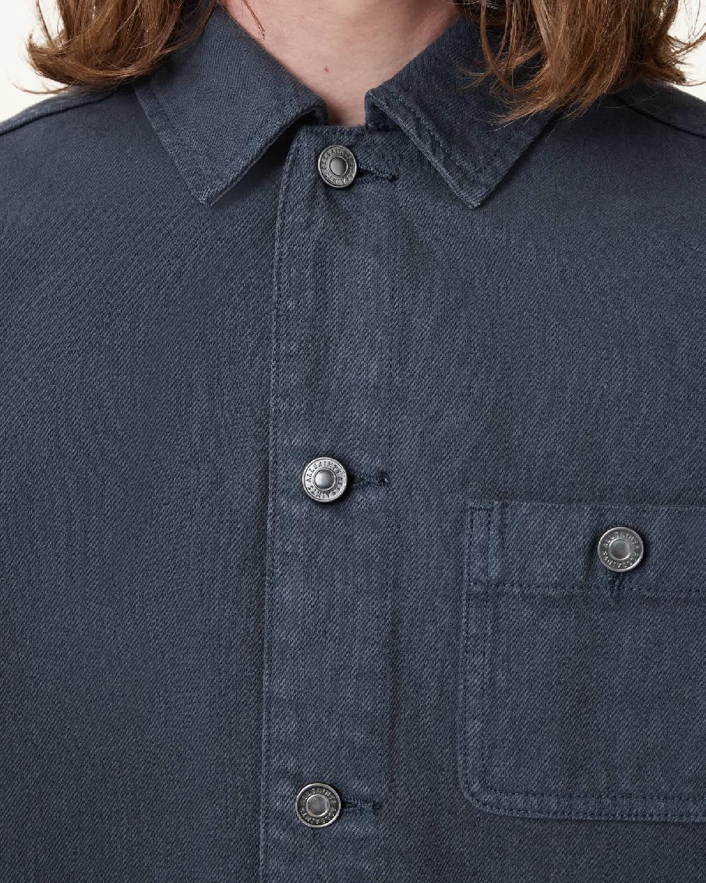 All Saints Eavis Relaxed Fit Chore Jacket Fountain Blue