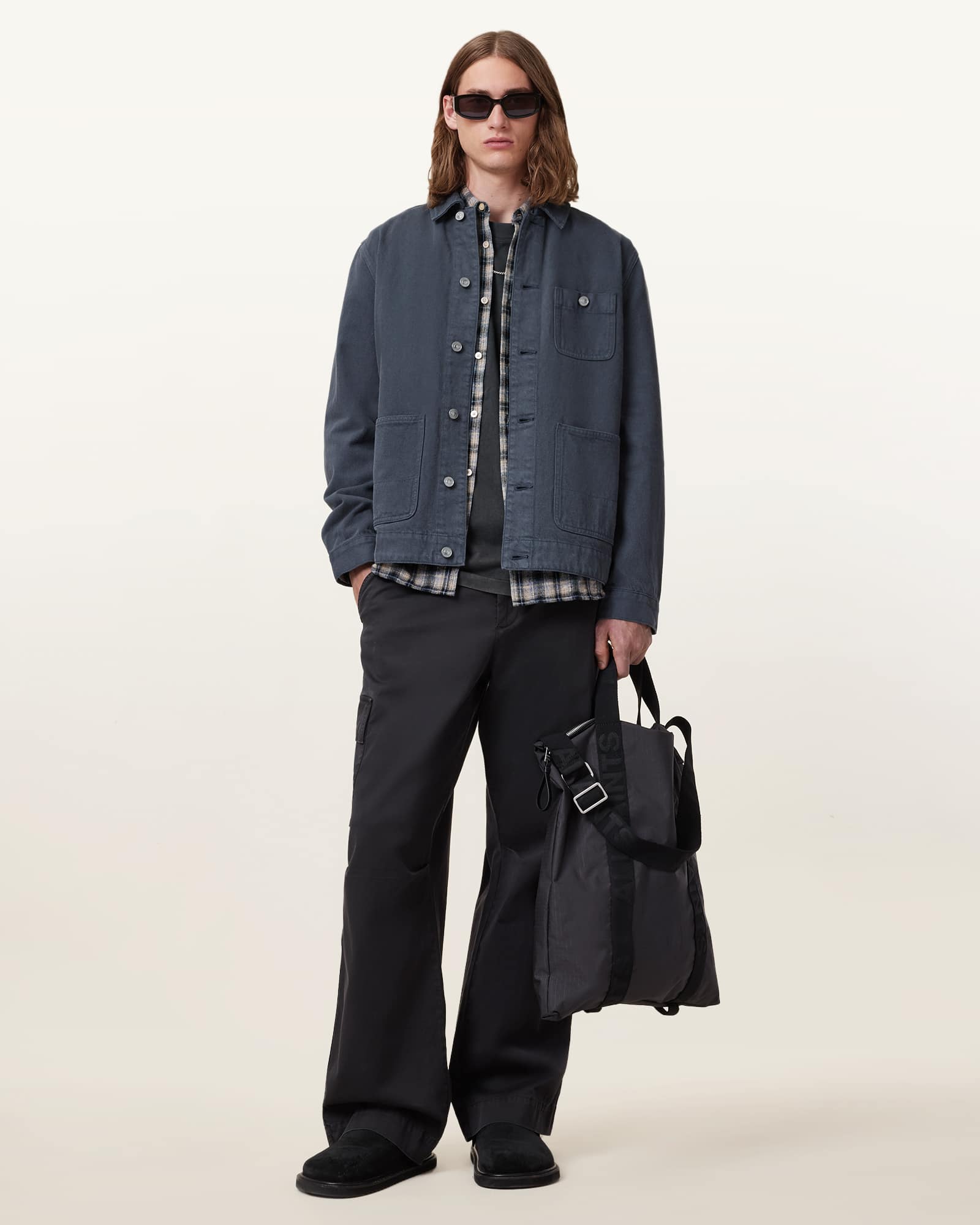 All Saints Eavis Relaxed Fit Chore Jacket Fountain Blue