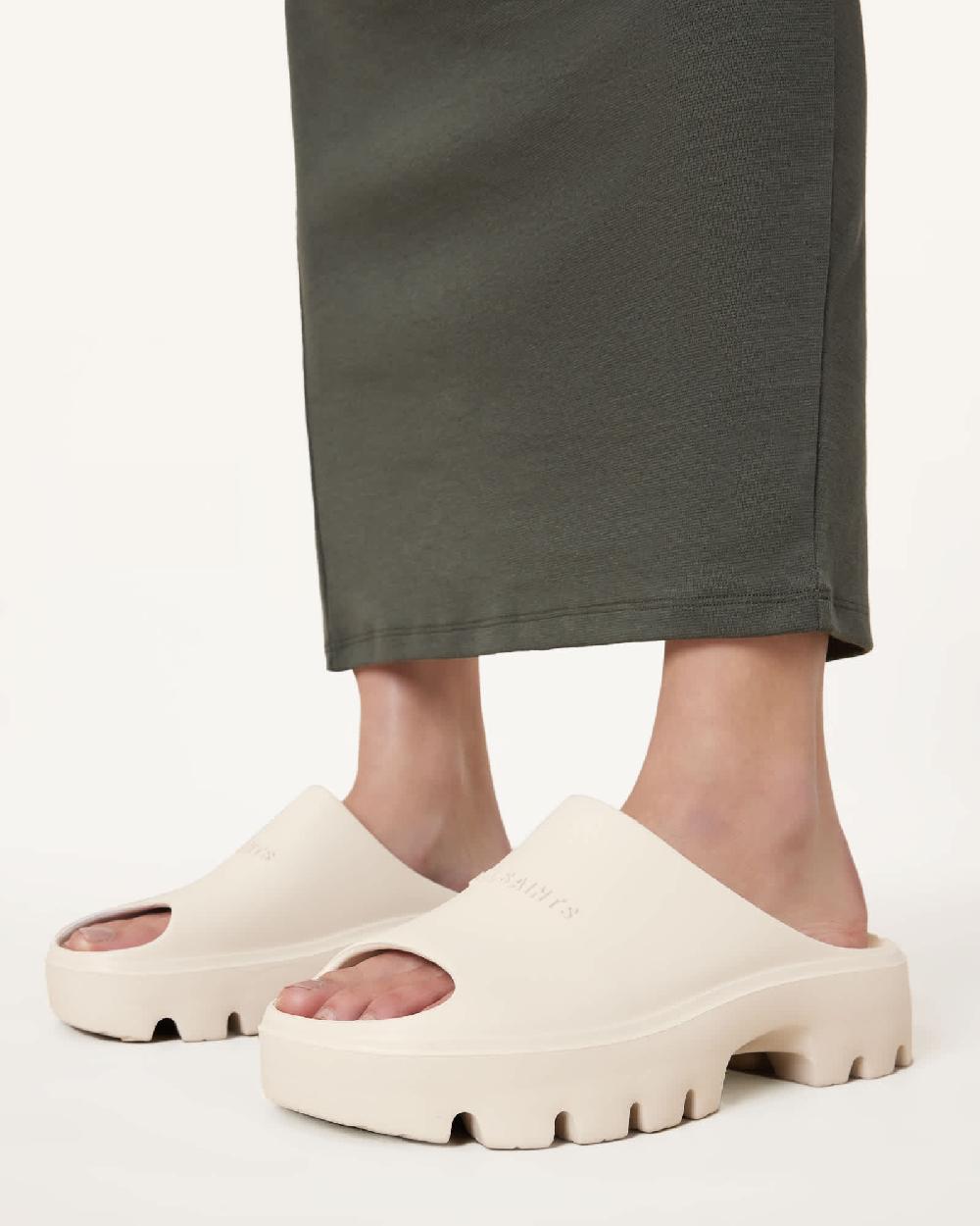 All Saints Eclipse Flatform Logo Sliders Chalk White