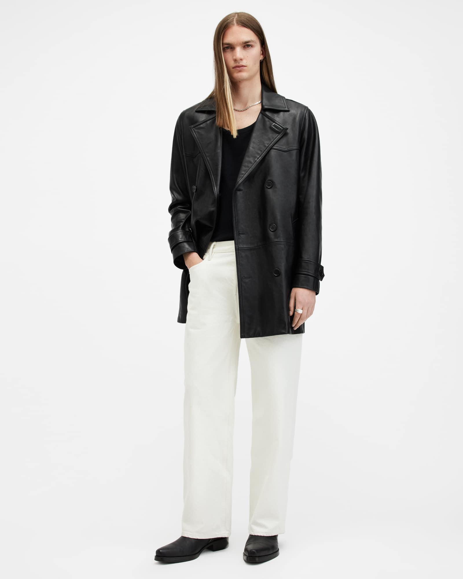 All Saints Edwards Ramskull Embroidered Ribbed Vest Black