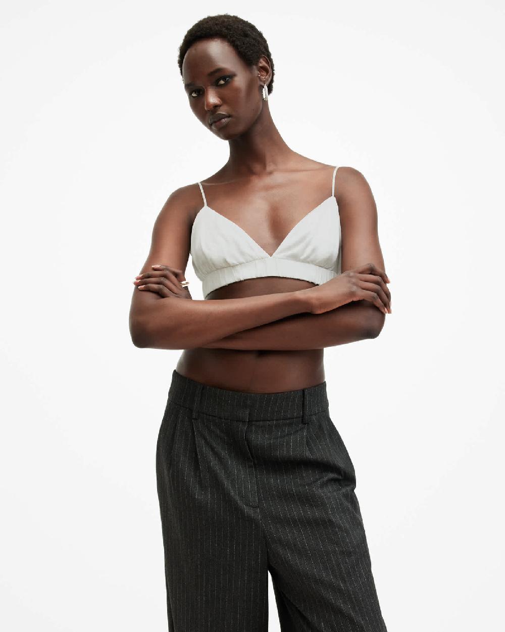 All Saints Ella V-Neck Adjustable Bralette Chalk White