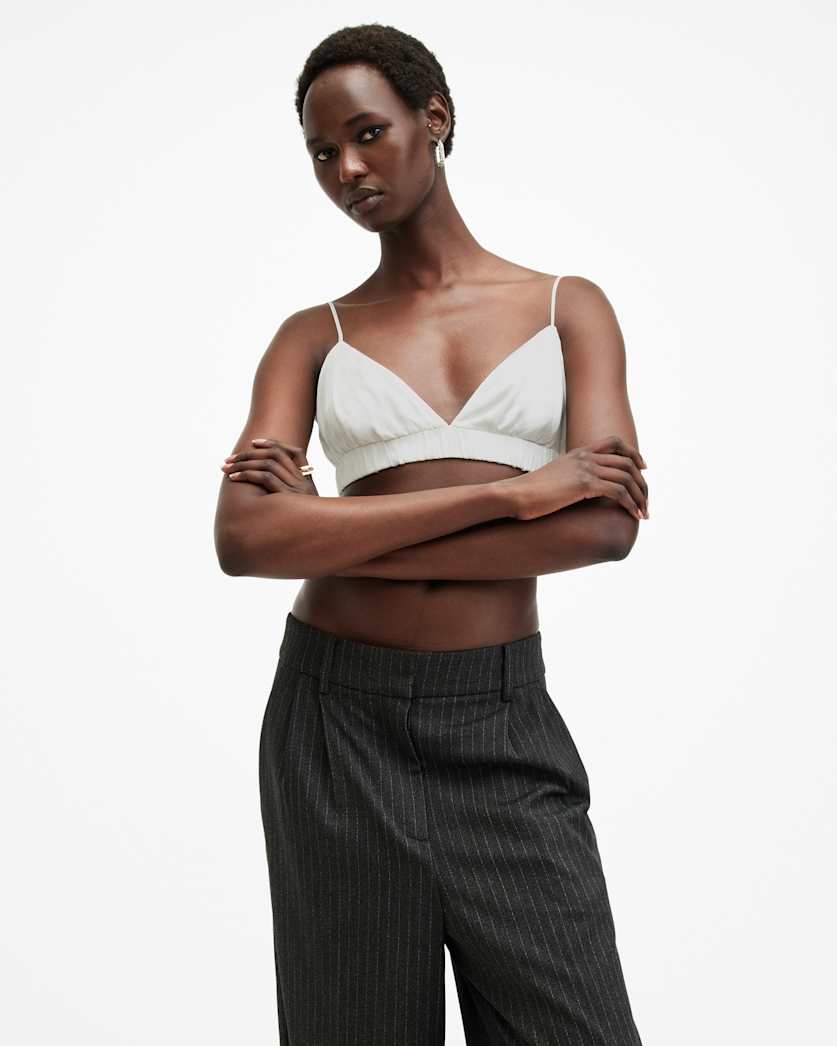 all saints Ella V-Neck Adjustable Bralette Chalk White