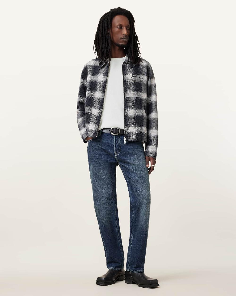 All Saints Ellis Waffle Texture Long Sleeve Crew Chalk White