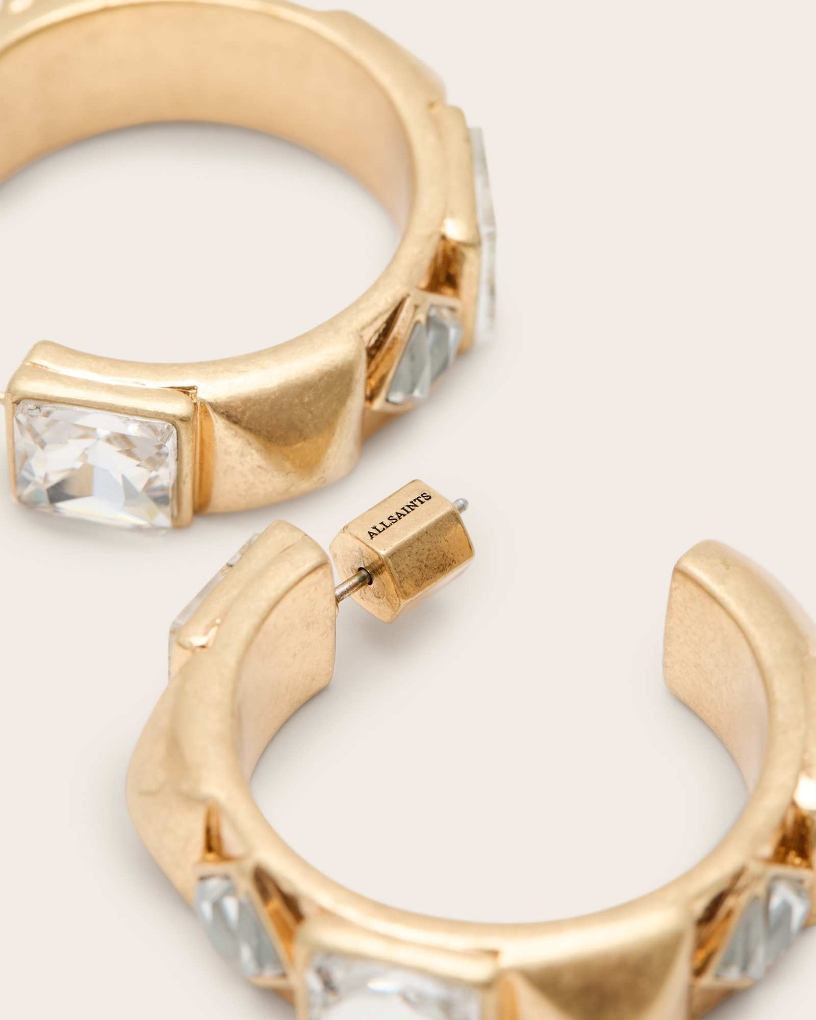 All Saints Elora Embellished Hoop Earrings Warm Brass