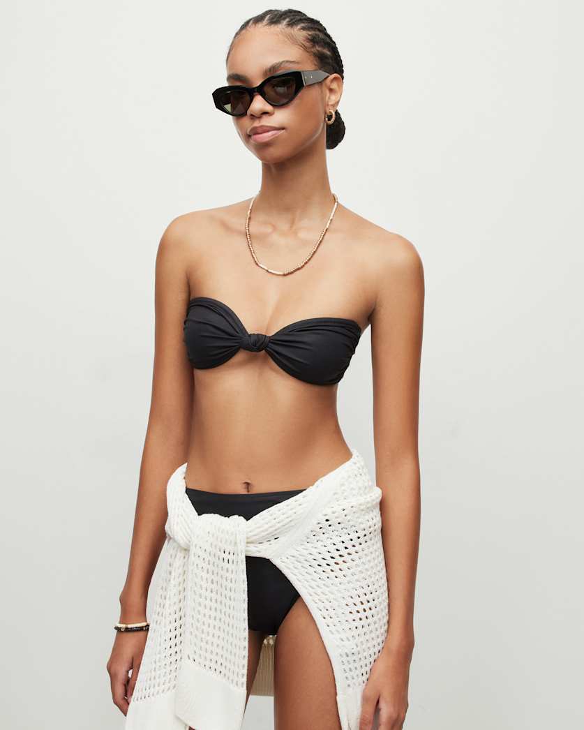 all saints Emma Bandeau Knot Bikini Top Liquid Black