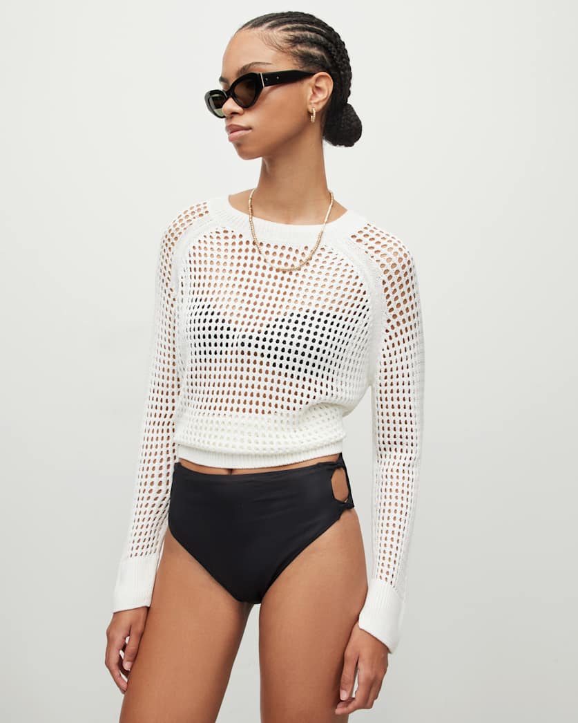 all saints Emma High-Rise Knot Bikini Bottoms Liquid Black