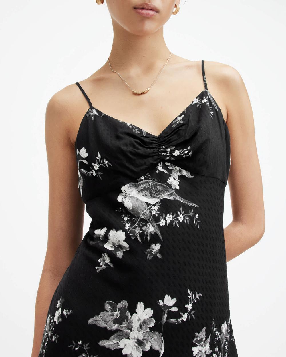 All Saints Erica Iona Jacquard V-Neck Mini Dress Black