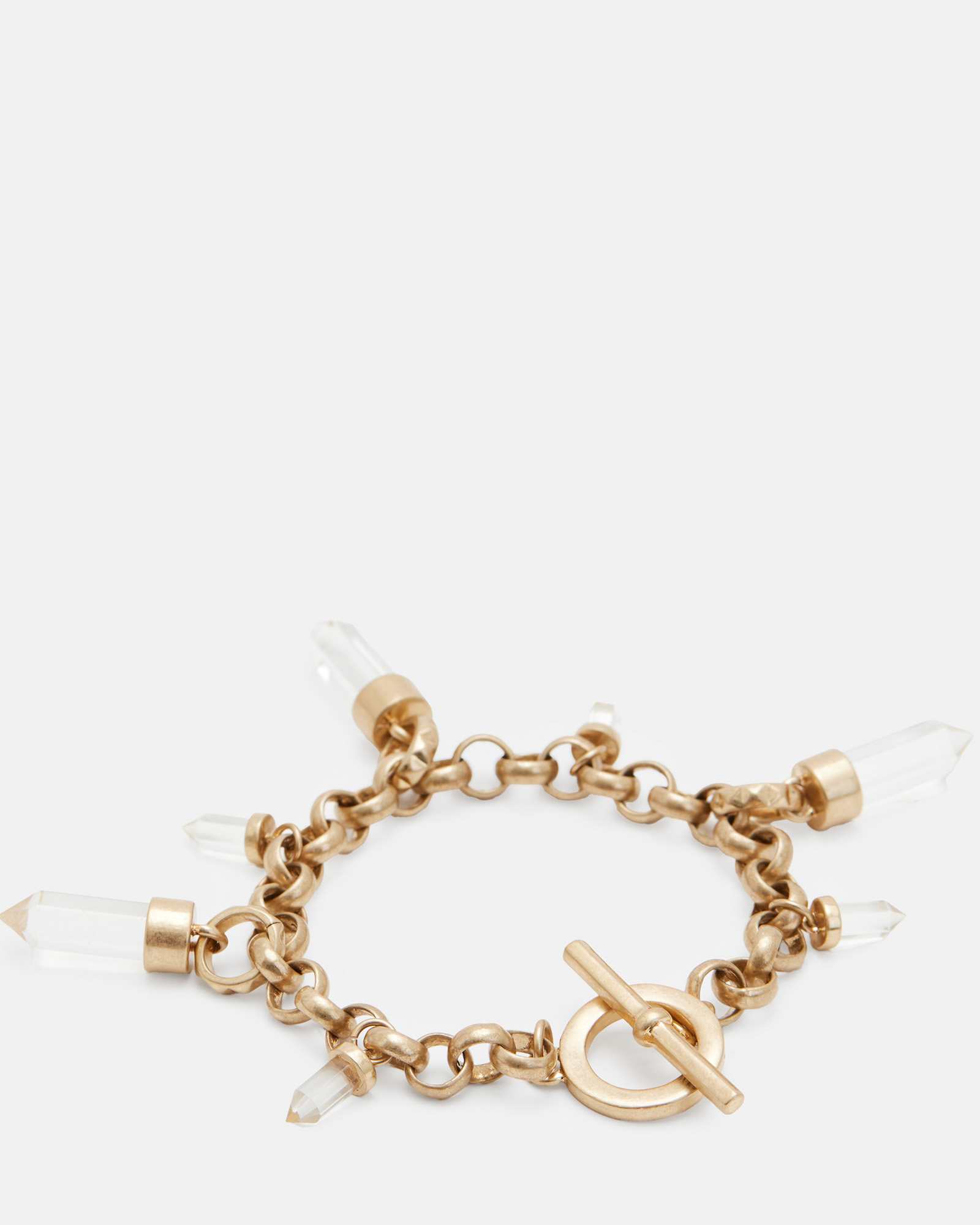 All Saints Eryka Gold Tone Pendant Bracelet WARM BRASS/CRYSTAL