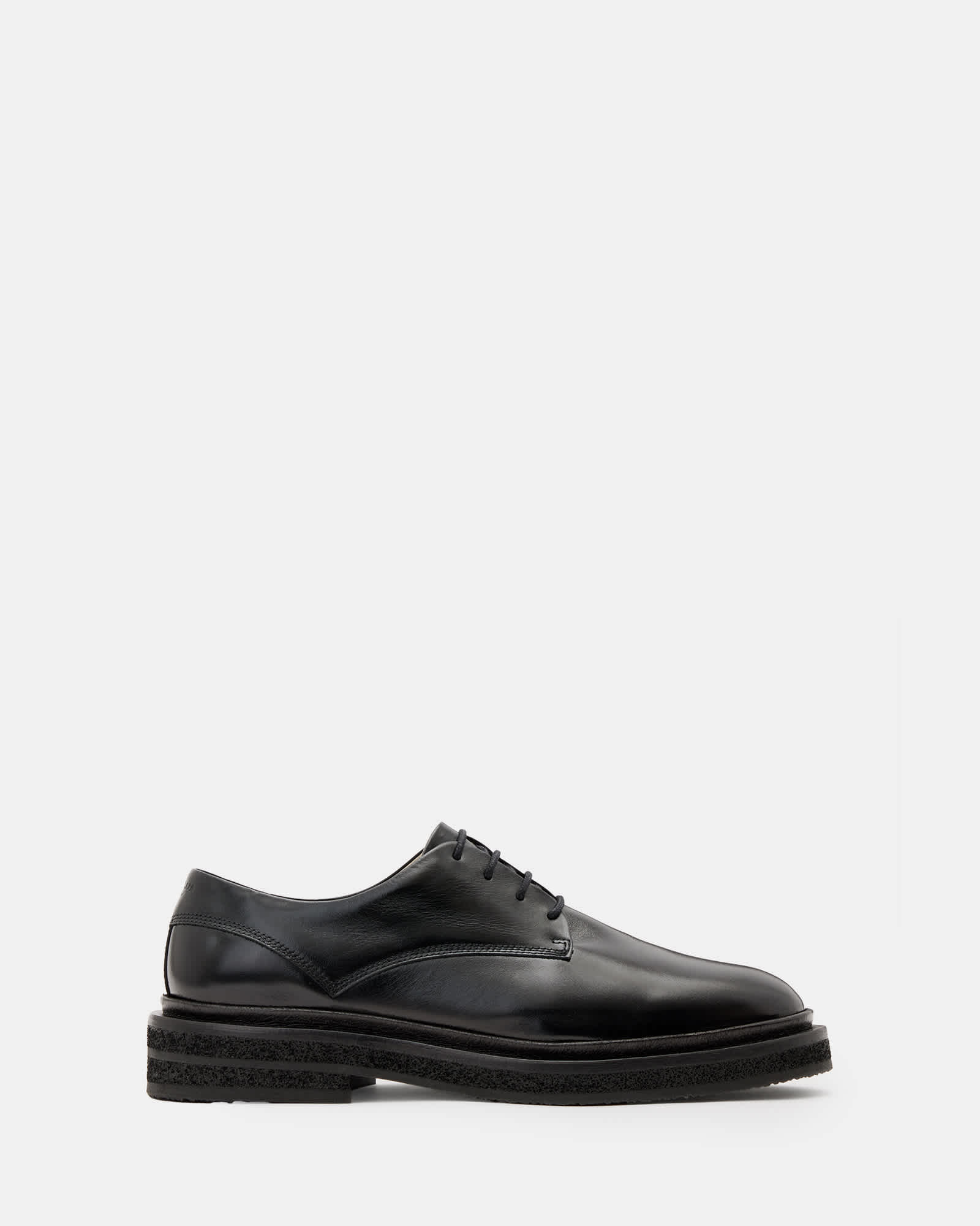 All Saints Escher Leather Lace Up Shoes Black Shine