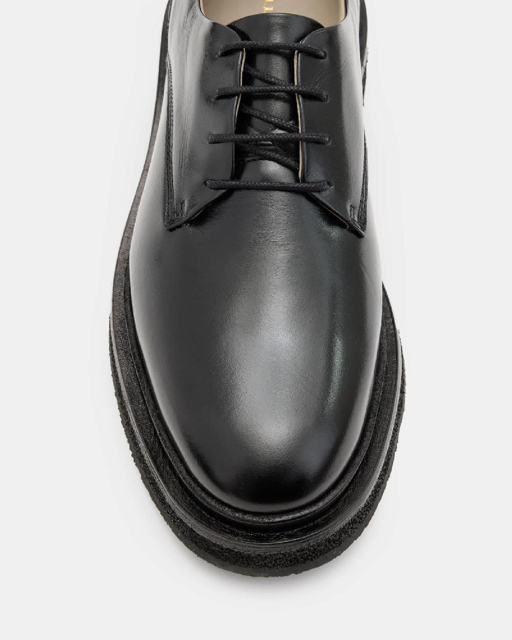 All Saints Escher Leather Lace Up Shoes Black Shine