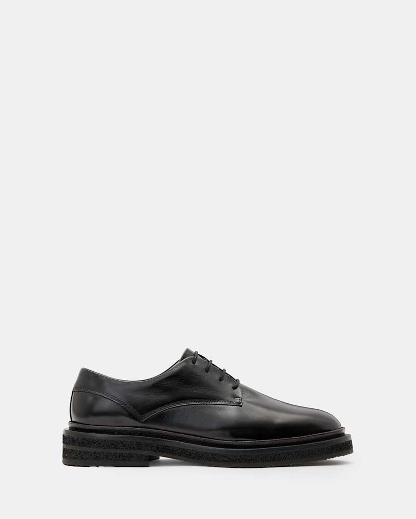 all saints Escher Leather Lace Up Shoes Black Shine