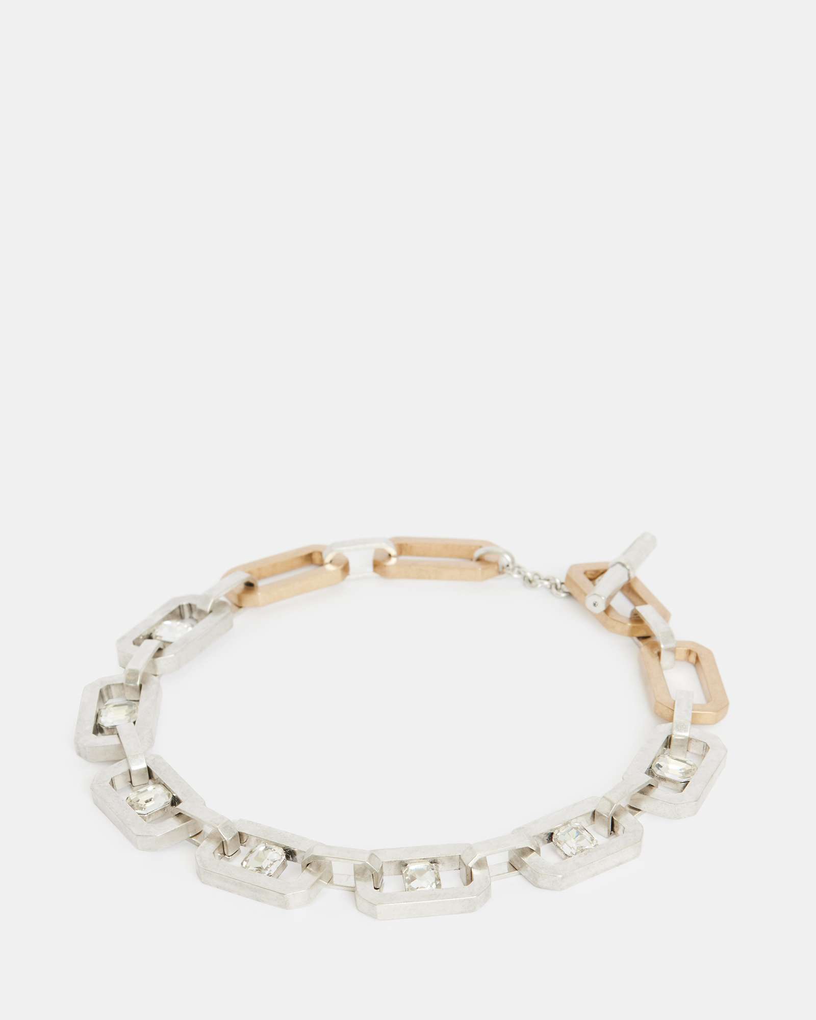 All Saints Estela Gold Silver Hexagon Link Necklace WRM BRSS/WRM SILVR