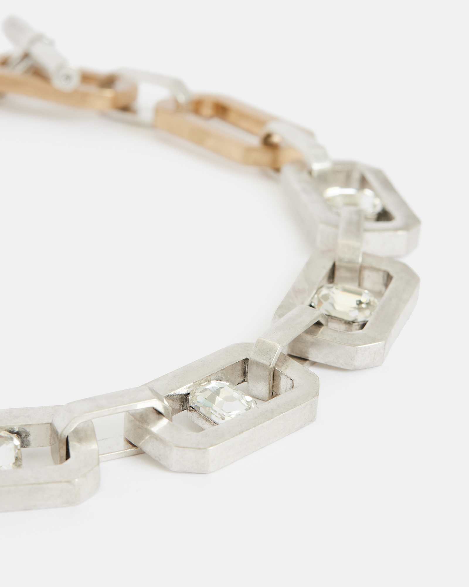 All Saints Estela Gold Silver Hexagon Link Necklace WRM BRSS/WRM SILVR