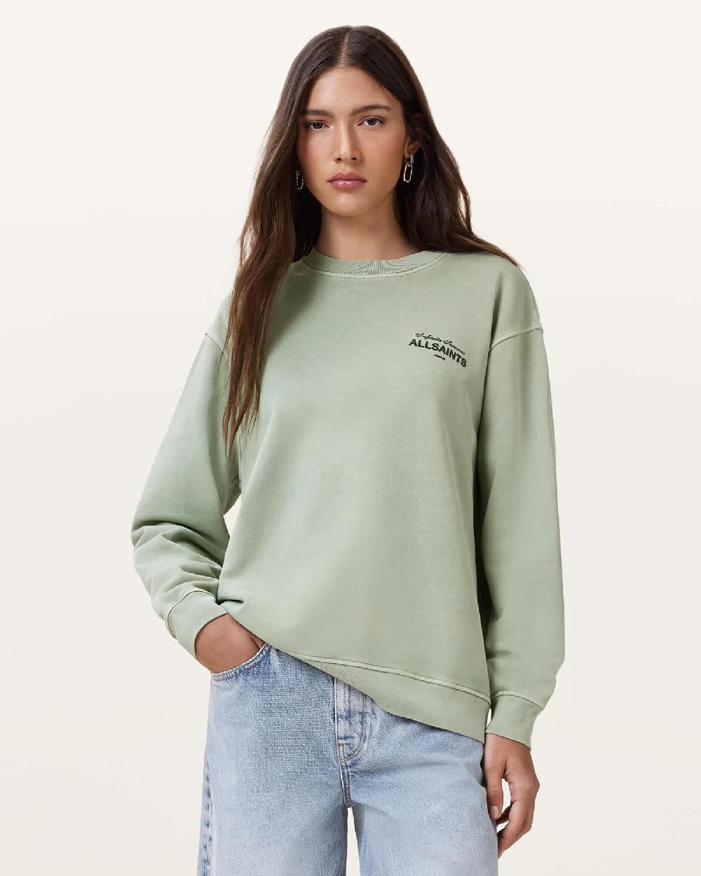 All Saints Etta Soleil Oversized Sweatshirt Abbey Stone Green