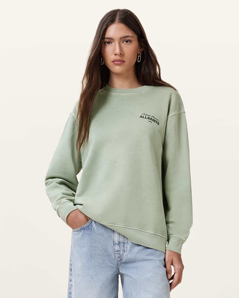 all saints Etta Soleil Oversized Sweatshirt Abbey Stone Green