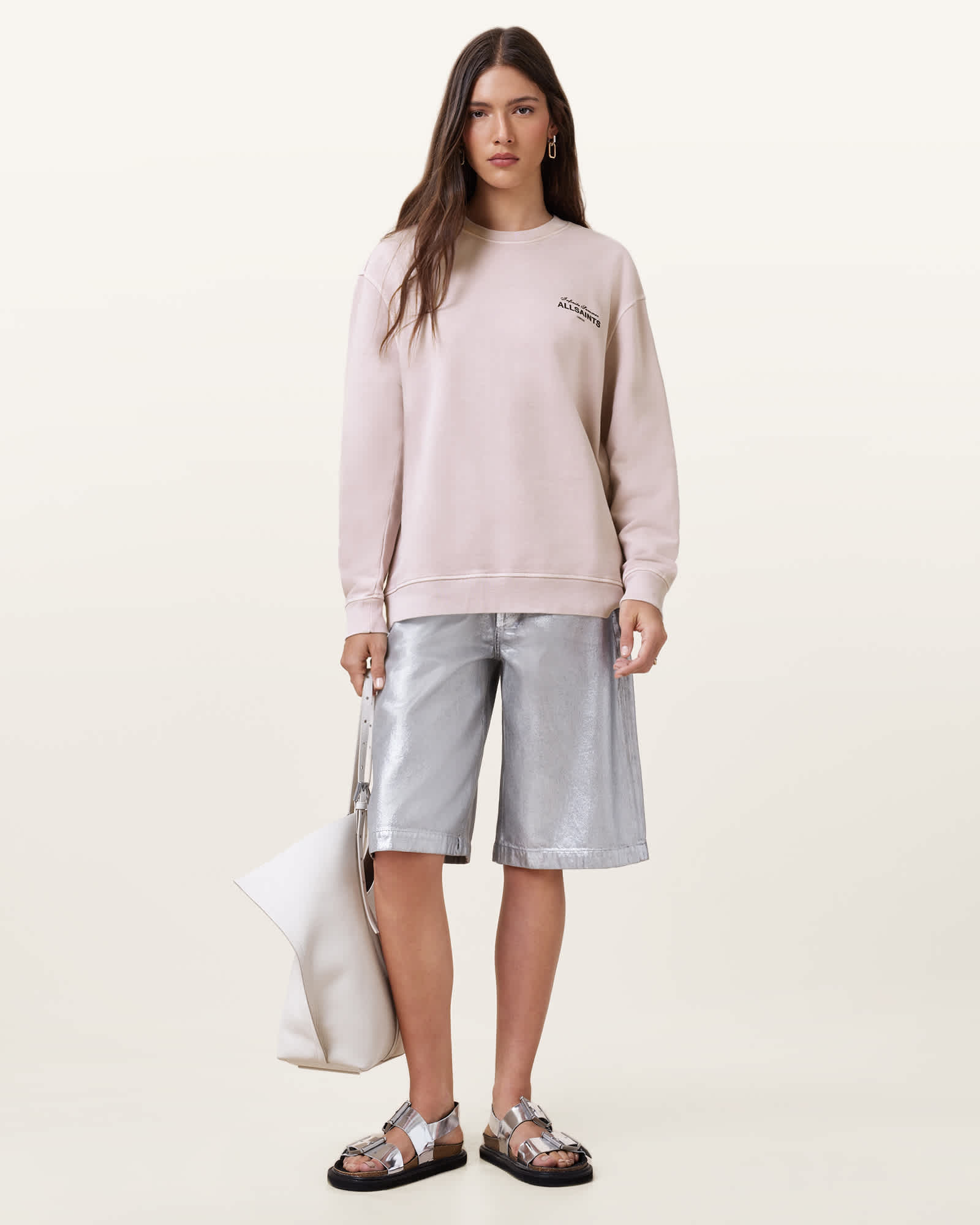 All Saints Etta Soleil Oversized Sweatshirt Lilac/Ash/Pink
