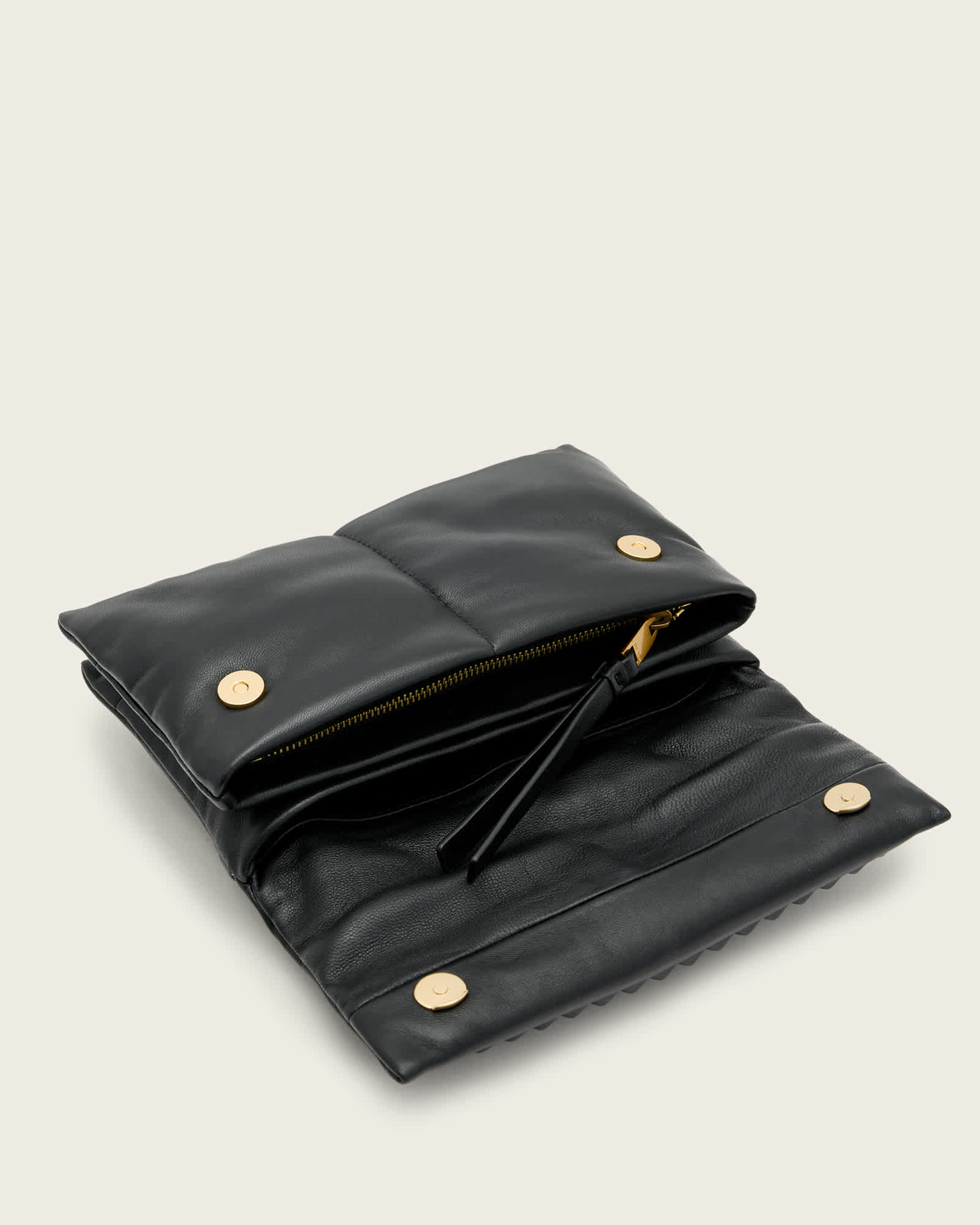 All Saints Ezra Leather Studded Crossbody Bag Black