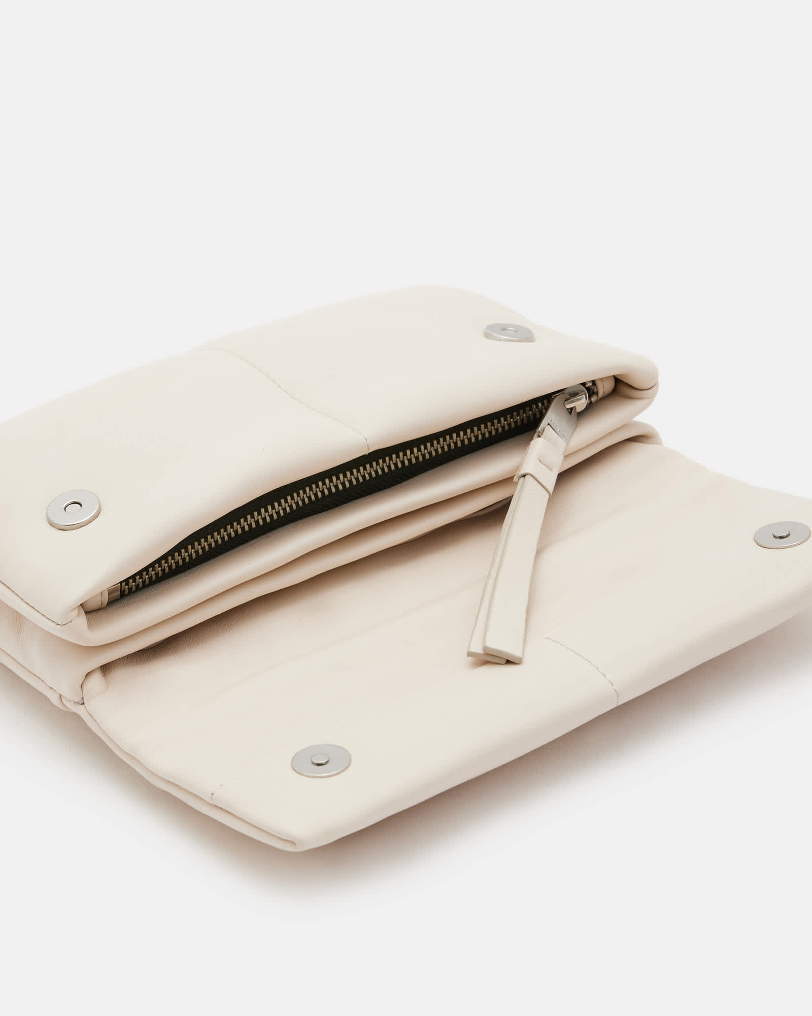 All Saints Ezra Quilted Leather Crossbody Bag Desert White