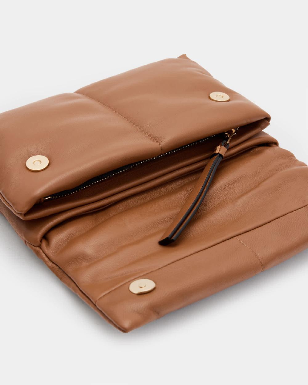 All Saints Ezra Quilted Leather Crossbody Bag Sepia Brown