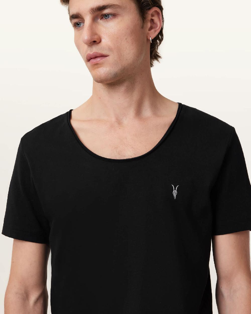 All Saints Faris Scoop Neck Slim Fit T-Shirt Jet Black