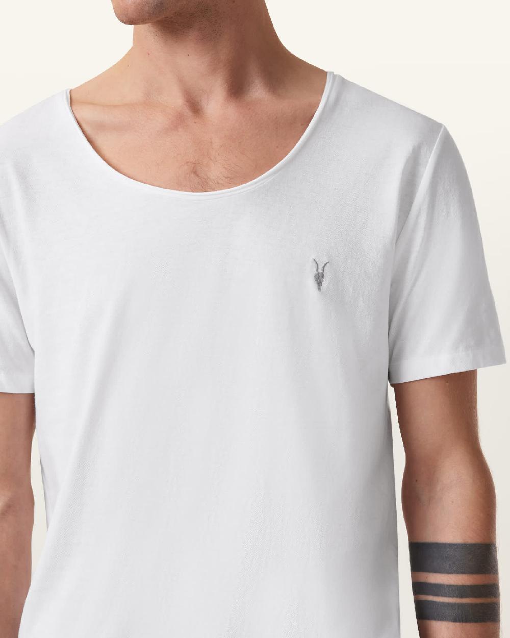All Saints Faris Scoop Neck Slim Fit T-Shirt Optic White