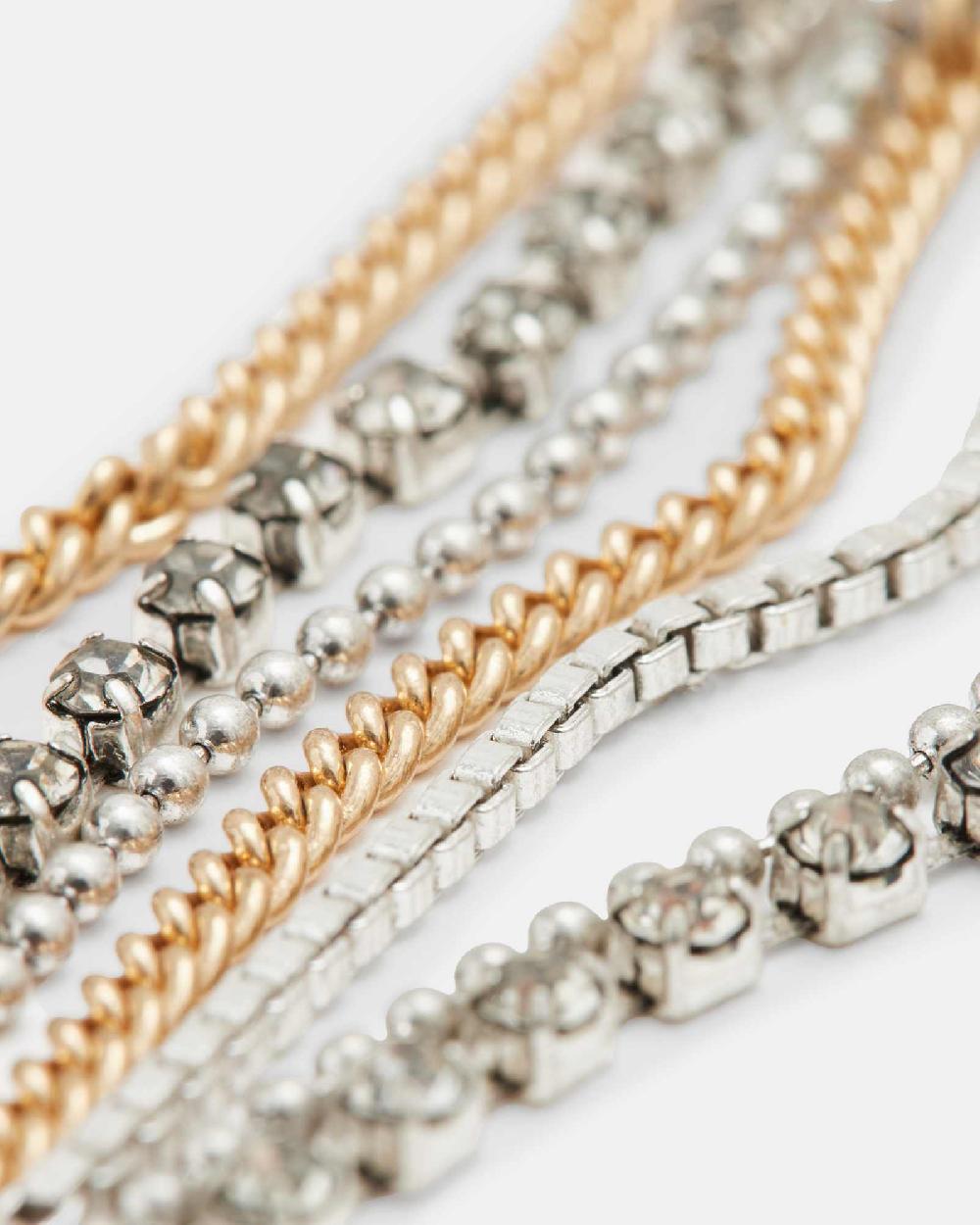 All Saints Farrah Mult-Tonal Chain Earrings WARM BRASS/BLACK