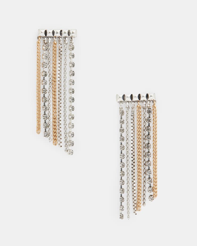 all saints Farrah Mult-Tonal Chain Earrings WARM BRASS/BLACK