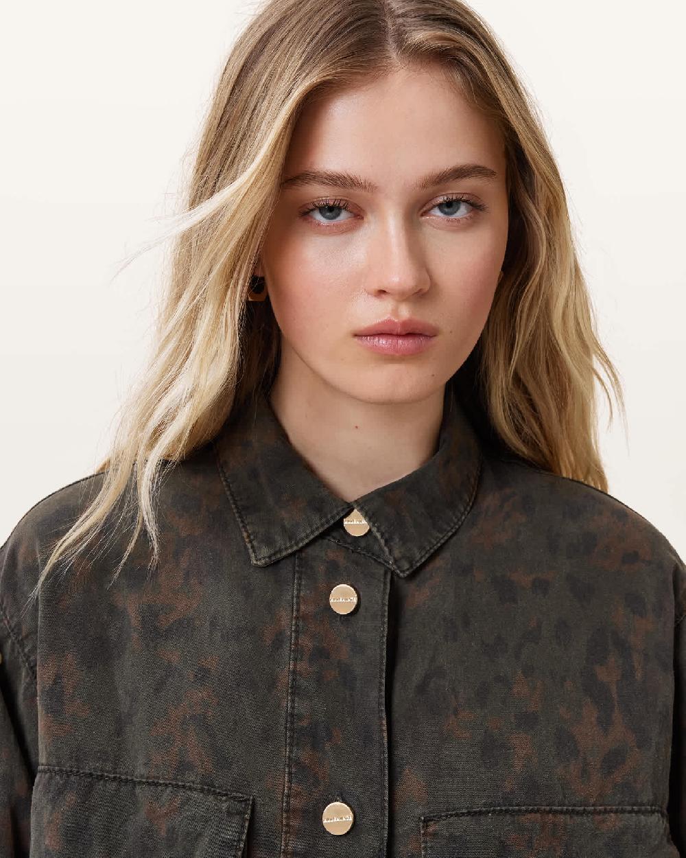 All Saints Faye Oversized Denim Shirt Dress Styx Leo Green