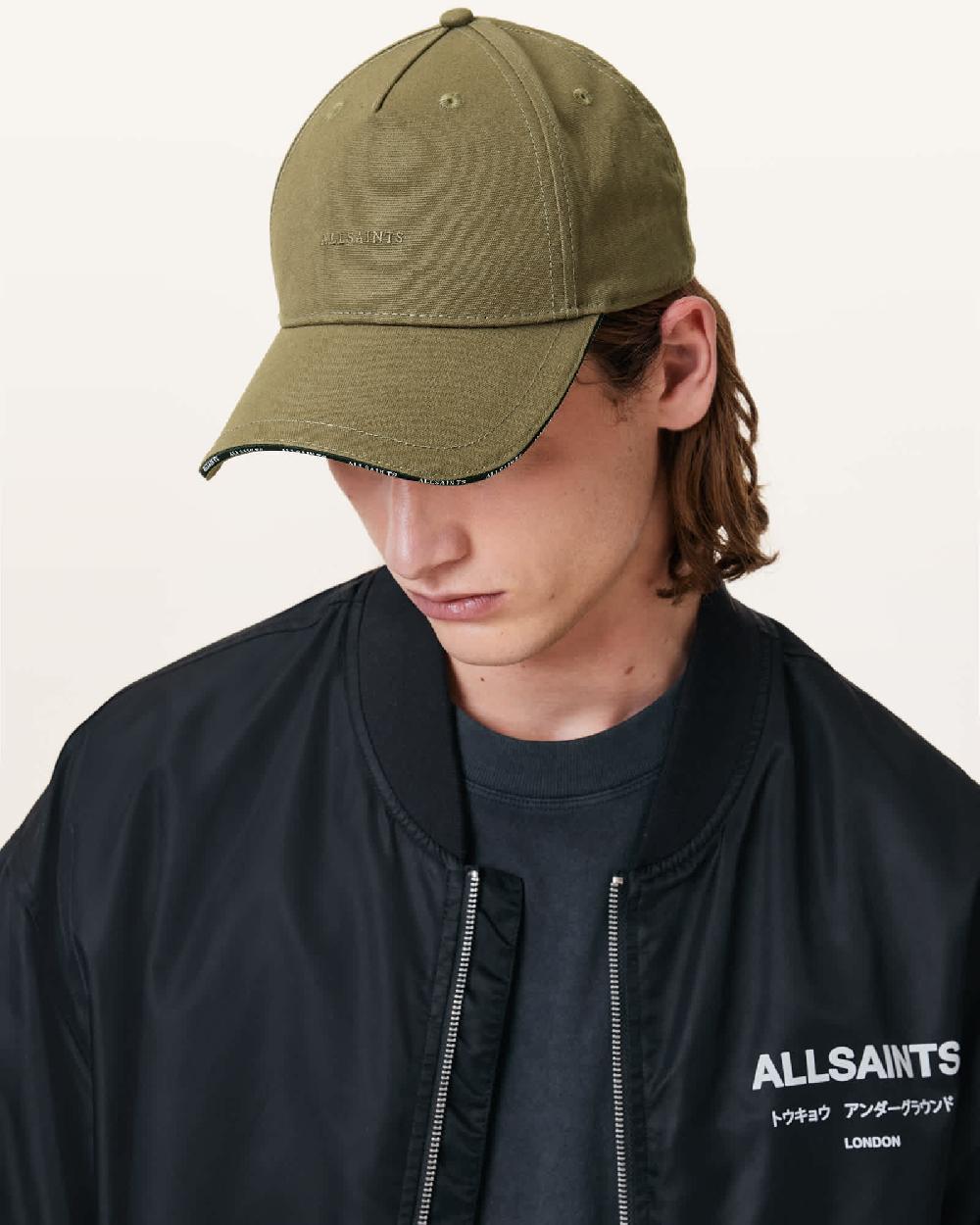 All Saints Felix Embroidered Baseball Cap Khaki Brown