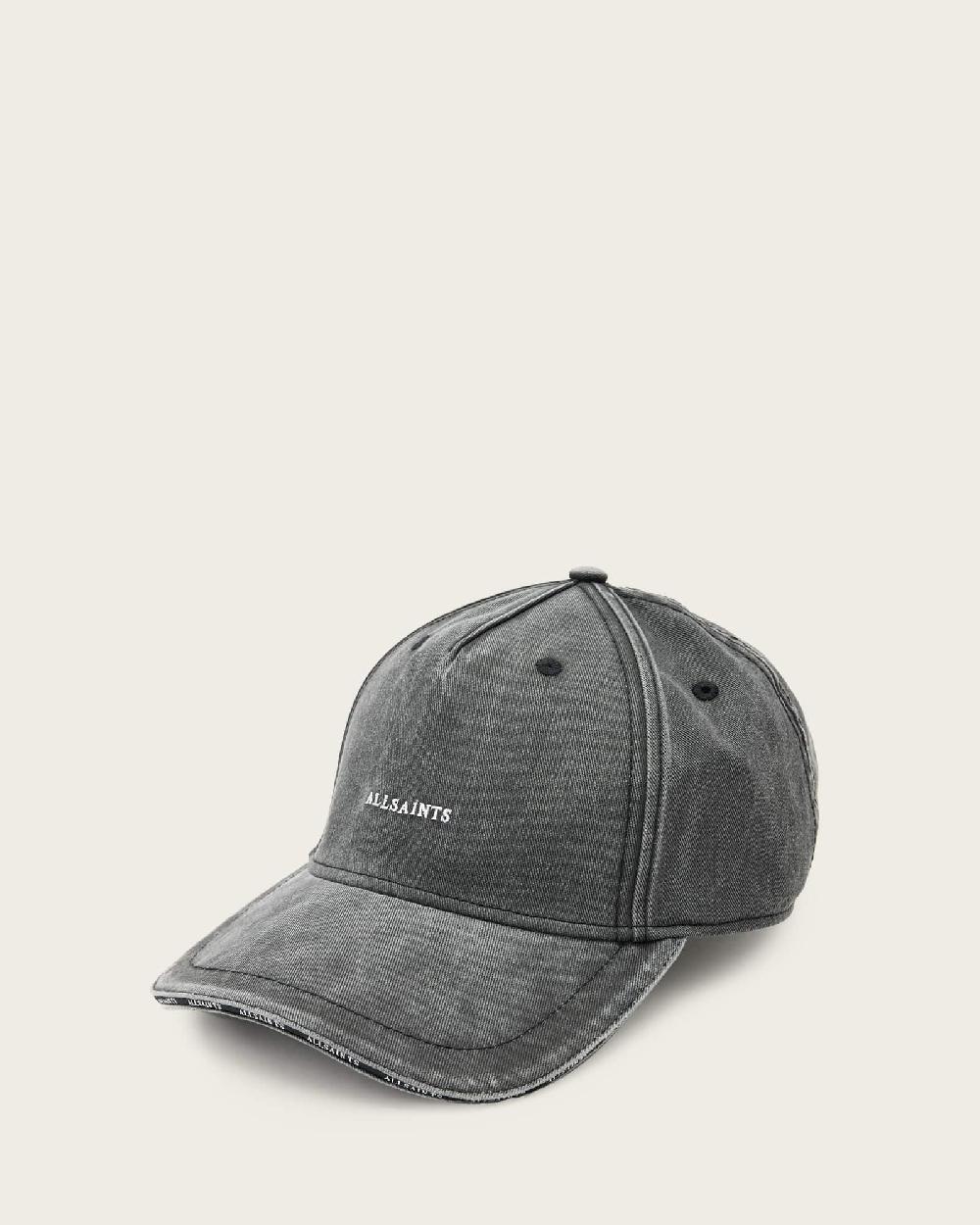 All Saints Felix Embroidered Baseball Cap Washed Black