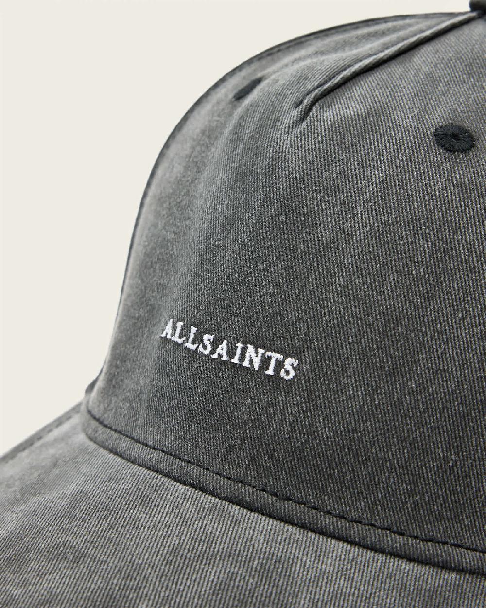 All Saints Felix Embroidered Baseball Cap Washed Black