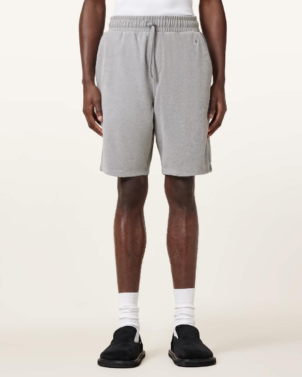 All Saints Felix Relaxed Fit Towel Shorts Machine Grey