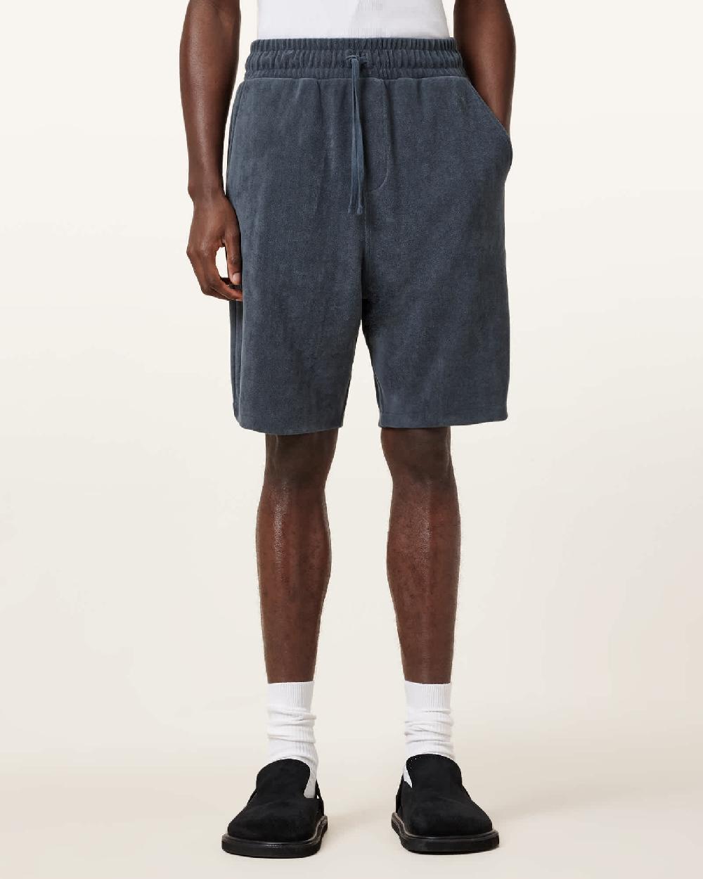 All Saints Felix Relaxed Fit Towel Shorts Pitched Blue