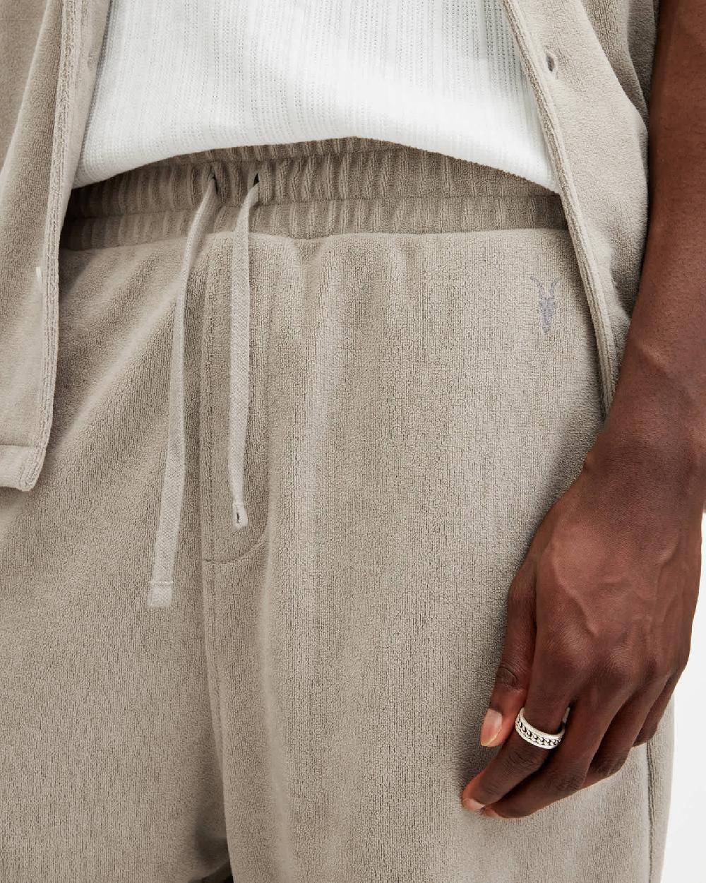 All Saints Felix Relaxed Fit Towel Shorts Stone Taupe