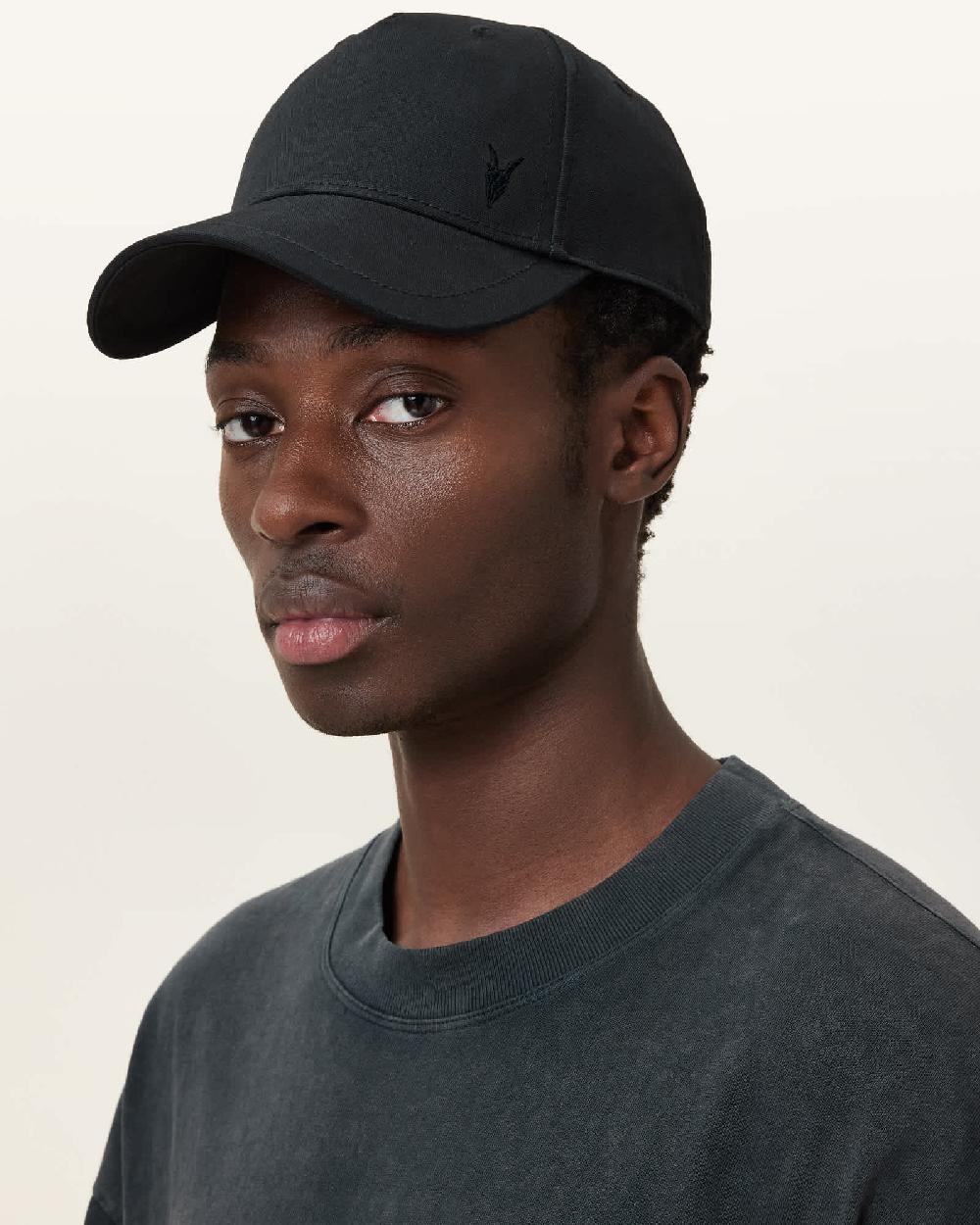 All Saints Fen Ramskull Embroidered Baseball Cap BLACK/MATTE BLACK