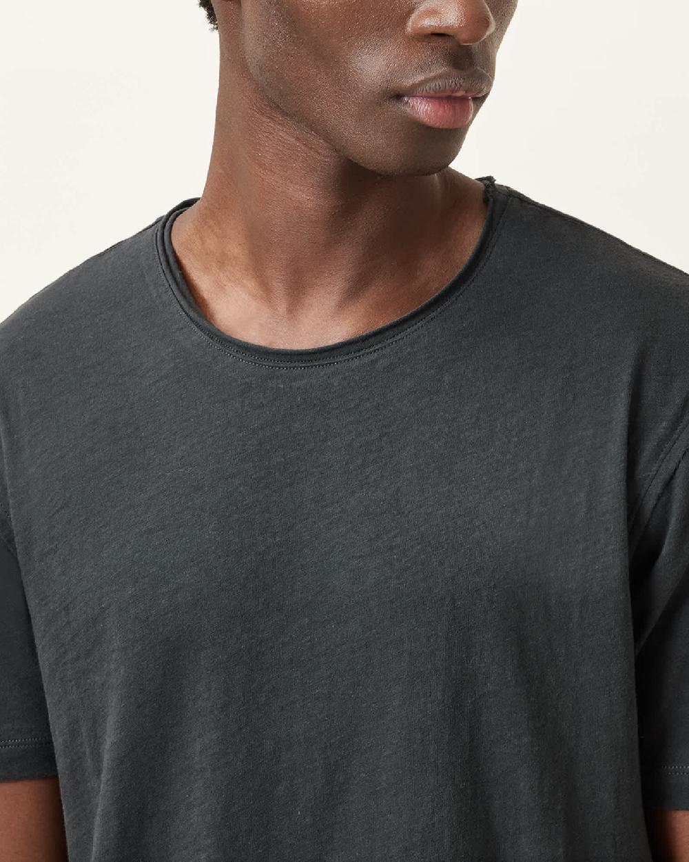 All Saints Figure Crew Neck Raw Edge T-Shirt Carter Grey
