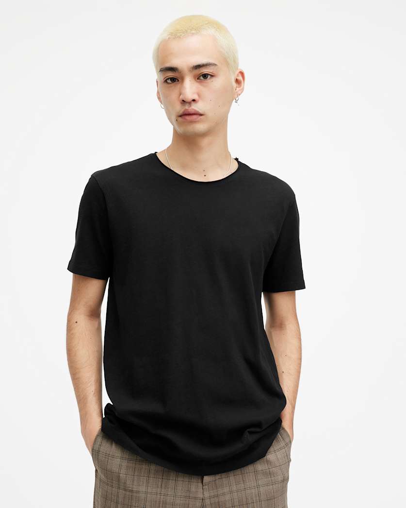all saints Figure Crew Neck Raw Edge T-Shirt Jet Black