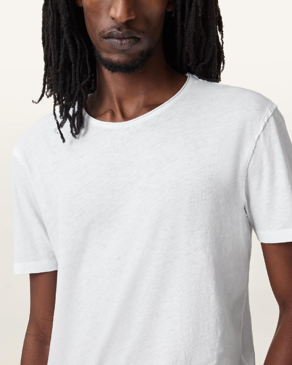 All Saints Figure Crew Neck Raw Edge T-Shirt Optic White
